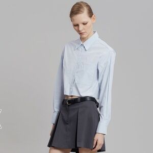 The Frankie Shop Ede Cropped Shirt in Blue - NWT - M/L